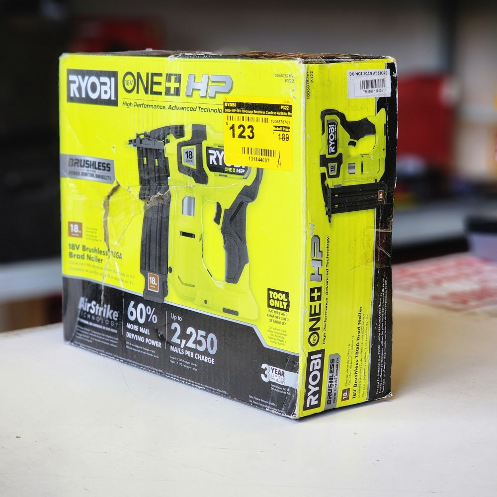 ONE + HP 18V 18-gauge Brushless Cordless Airstrike Brad Nailer ONE + HP 18V 18-gauge Brushless Cordless Airstrike Brad Nailer